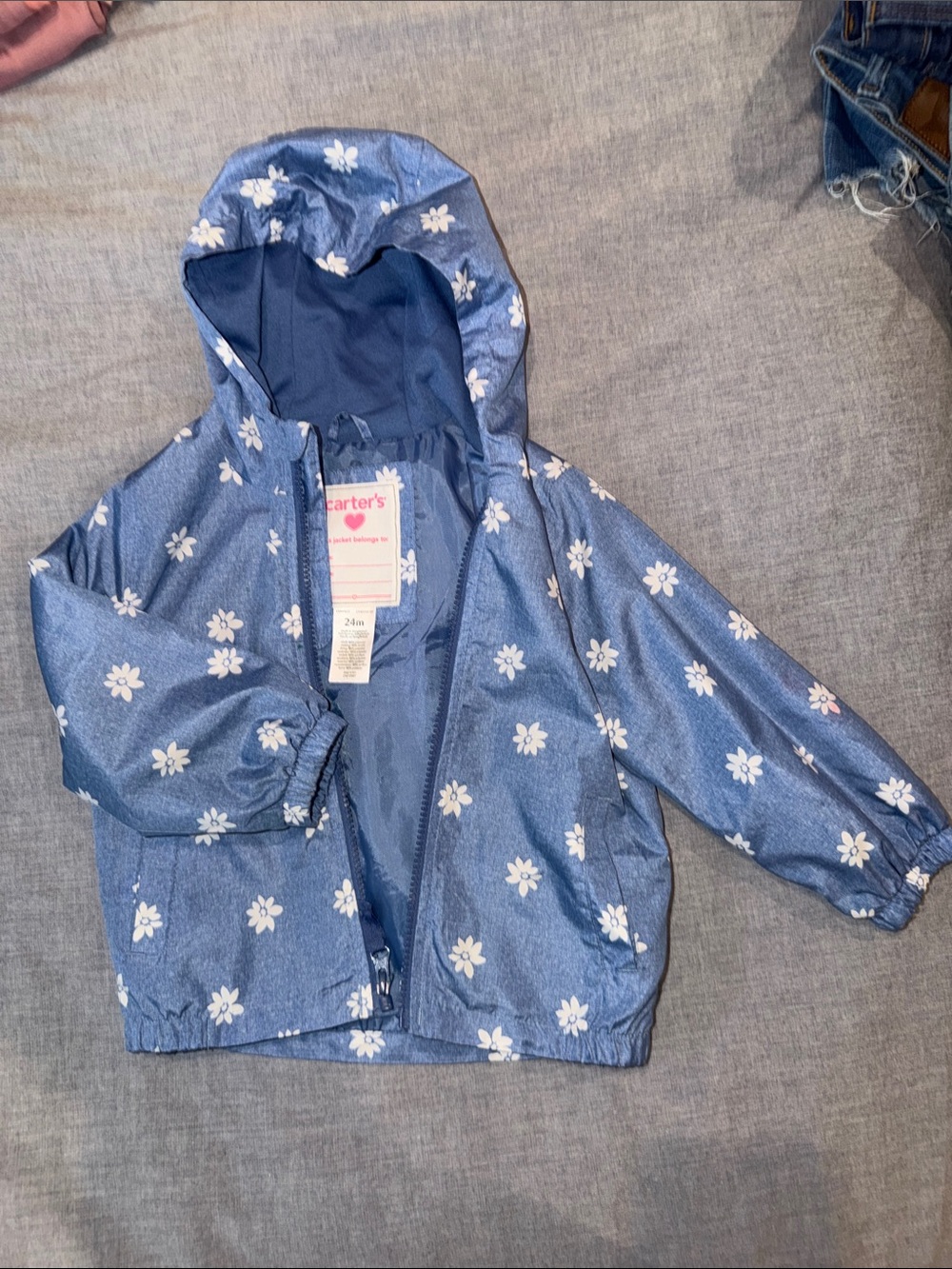 Carter's Blue Floral Hooded Raincoat for Kids